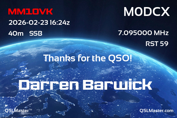 QSL Master Card for M0DCX QSO with MM1OVK