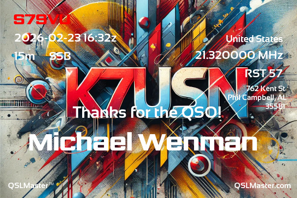 QSL Master Card for K7USN QSO with S79VU
