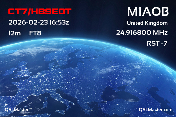 QSL Master Card for M1AOB QSO with CT7/HB9EOT