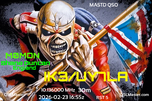 QSL Master Card for M0MDN QSO with IK3/UY7LA