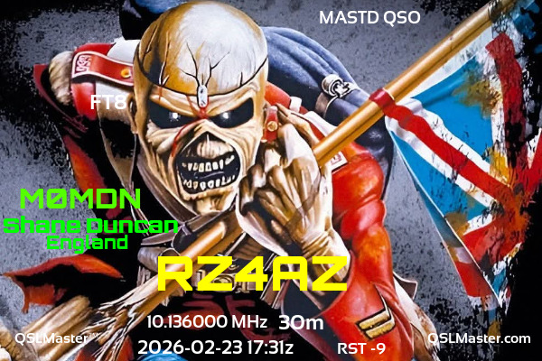 QSL Master Card for M0MDN QSO with RZ4AZ