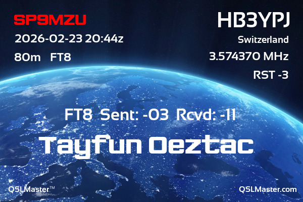 QSL Master Card for HB3YPJ QSO with SP9MZU