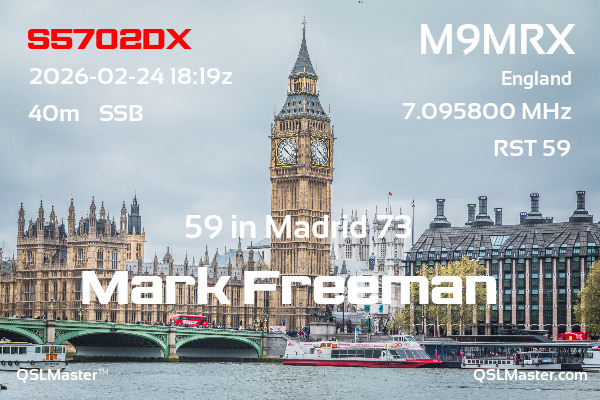 QSL Master Card for M9MRX QSO with S5702DX
