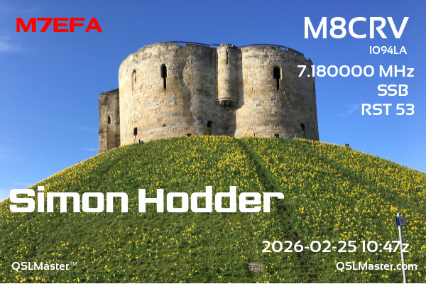 QSL Master Card for M8CRV QSO with M7EFA
