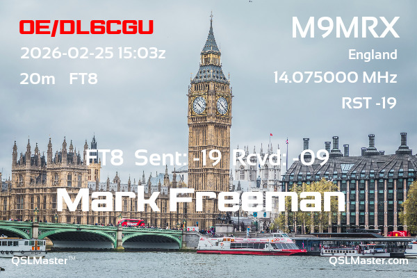 QSL Master Card for M9MRX QSO with OE/DL6CGU