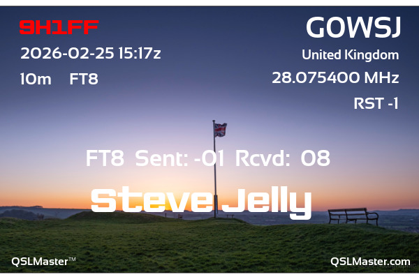 QSL Master Card for G0WSJ QSO with 9H1FF