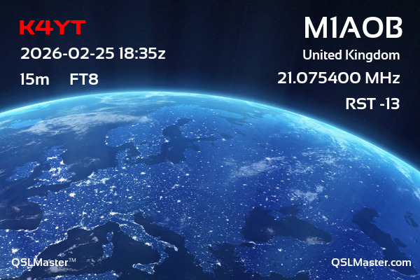 QSL Master Card for M1AOB QSO with K4YT