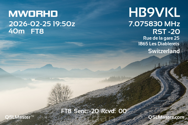 QSL Master Card for HB9VKL QSO with MW0RHD