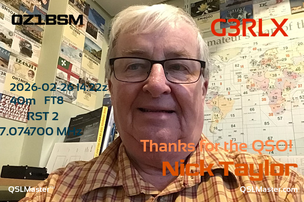 QSL Master Card for G3RLX QSO with OZ1BSM