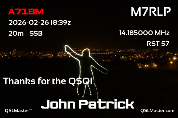QSL Master Card for M7RLP QSO with A71BM
