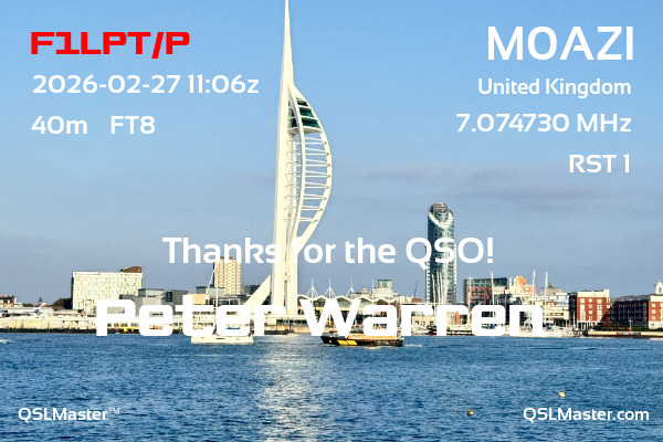 QSL Master Card for M0AZI QSO with F1LPT/P