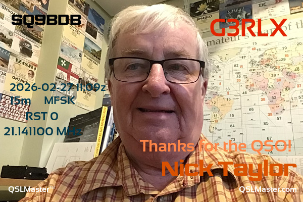 QSL Master Card for G3RLX QSO with SQ9BDB