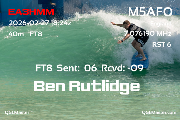 QSL Master Card for M5AFO QSO with EA3HMM