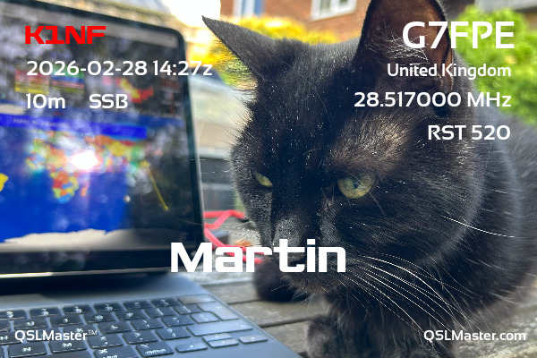 QSL Master Card for G7FPE QSO with K1NF