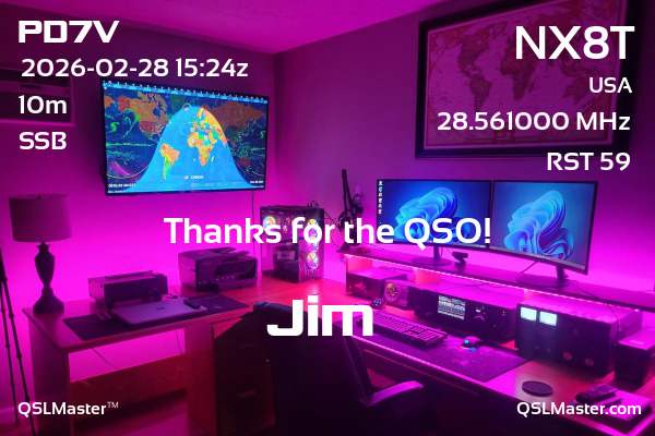 QSL Master Card for NX8T QSO with PD7V