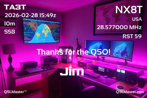 QSL Master Card for NX8T QSO with TA3T