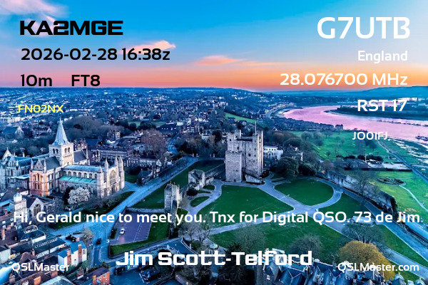 QSL Master Card for G7UTB QSO with KA2MGE