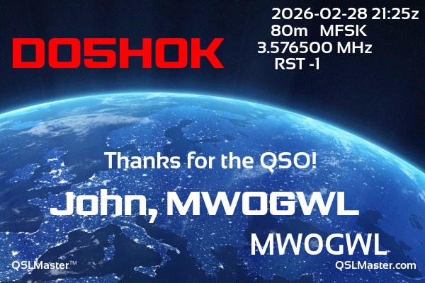 QSL Master Card for MW0GWL QSO with DO5HOK