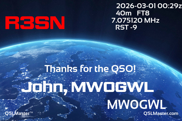 QSL Master Card for MW0GWL QSO with R3SN