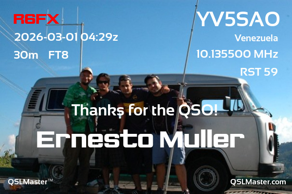 QSL Master Card for YV5SAO QSO with R6FX