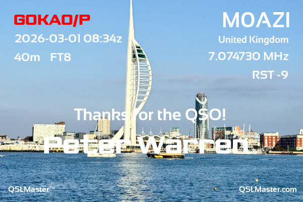 QSL Master Card for M0AZI QSO with G0KAO/P