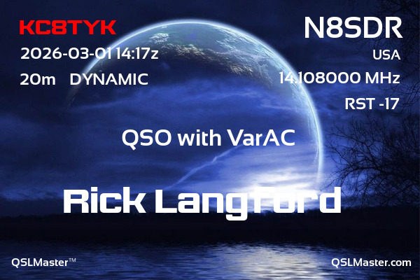 QSL Master Card for N8SDR QSO with KC8TYK