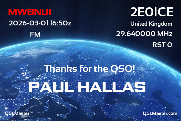 QSL Master Card for 2E0ICE QSO with MW6NUI