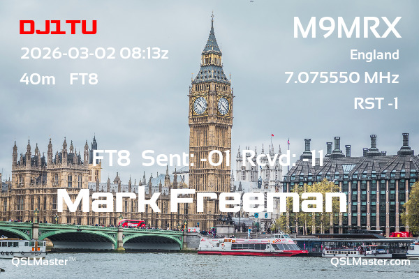QSL Master Card for M9MRX QSO with DJ1TU