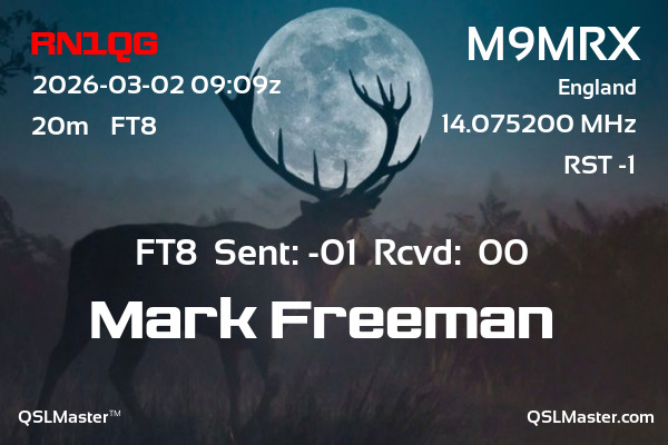 QSL Master Card for M9MRX QSO with RN1QG