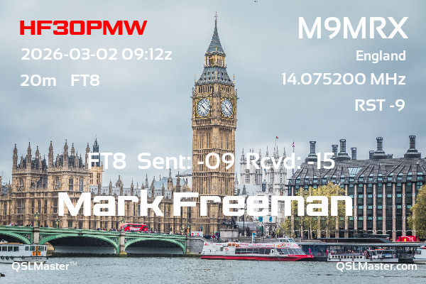 QSL Master Card for M9MRX QSO with HF30PMW
