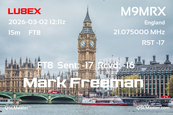 QSL Master Card for M9MRX QSO with LU8EX