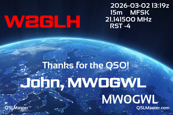 QSL Master Card for MW0GWL QSO with W2GLH