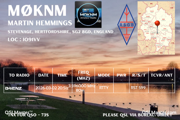 QSL Master Card for M0KNM QSO with G4ENZ