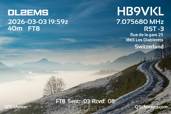 QSL Master Card for HB9VKL QSO with DL2EMS