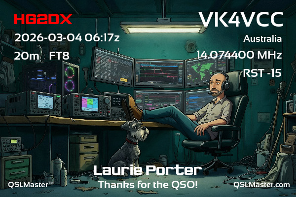 QSL Master Card for VK4VCC QSO with HG2DX