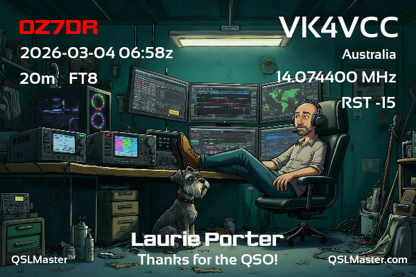 QSL Master Card for VK4VCC QSO with OZ7DR
