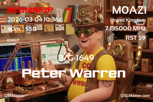 QSL Master Card for M0AZI QSO with 2E0MNF/P
