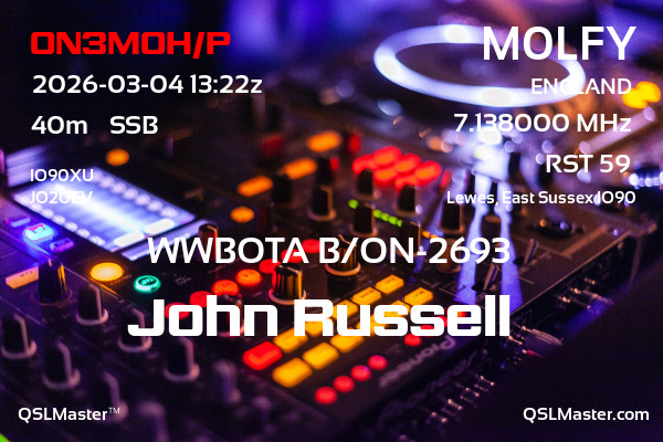 QSL Master Card for M0LFY QSO with ON3MOH/P