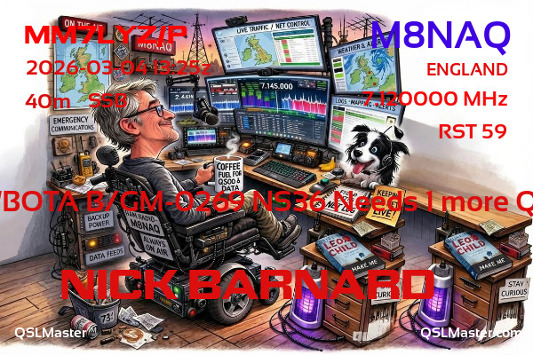 QSL Master Card for M8NAQ QSO with MM7LYZ/P