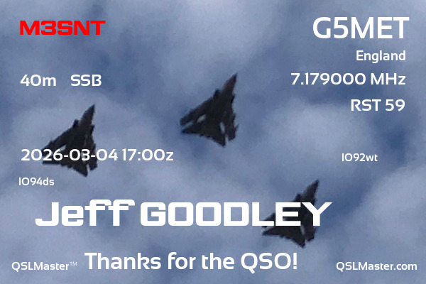 QSL Master Card for G5MET QSO with M3SNT