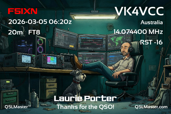 QSL Master Card for VK4VCC QSO with F5IXN