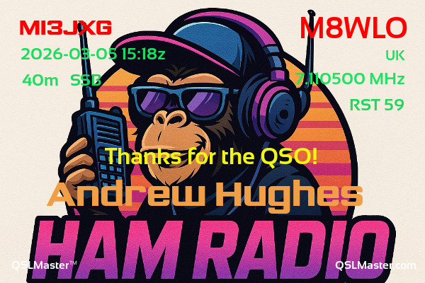 QSL Master Card for M8WLO QSO with MI3JXG