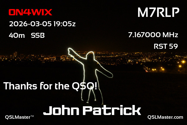 QSL Master Card for M7RLP QSO with ON4WIX