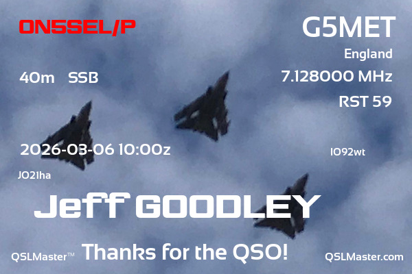 QSL Master Card for G5MET QSO with ON5SEL/P