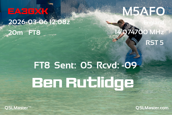 QSL Master Card for M5AFO QSO with EA3GXK