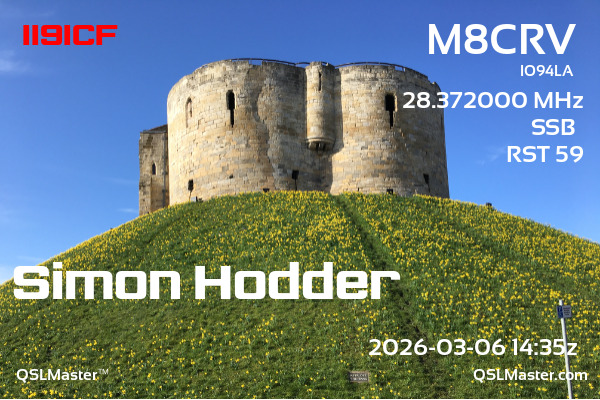 QSL Master Card for M8CRV QSO with II9ICF