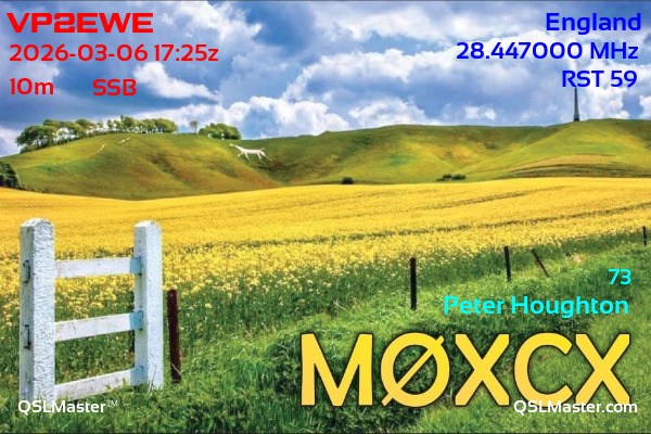 QSL Master Card for M0XCX QSO with VP2EWE