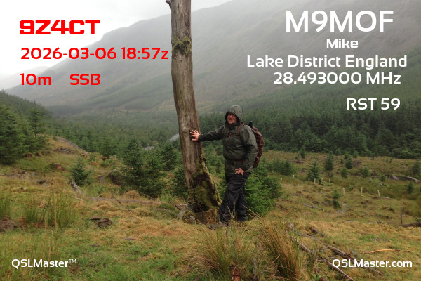 QSL Master Card for M9MOF QSO with 9Z4CT