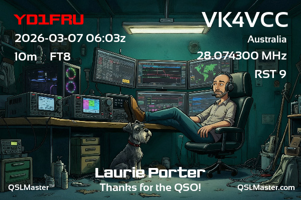 QSL Master Card for VK4VCC QSO with YD1FRU