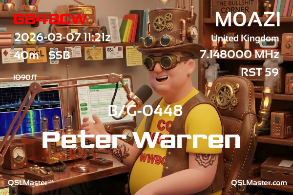 QSL Master Card for M0AZI QSO with GB4BCW